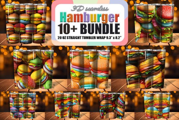 3D Hamburger Tumbler Wrap Design