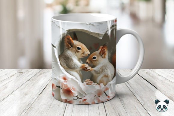Bringing Nature to Your Morning Coffee with the Mom Baby Squirrels 3D Mug Wrap