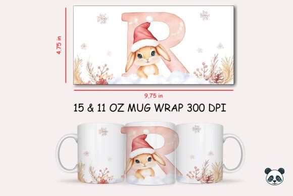 Charming Letter R Mug Wrap Design