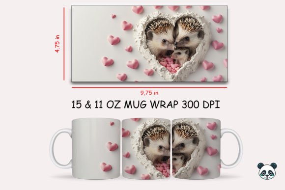 Charming Mom Baby Hedgehogs 3D Mug Wrap