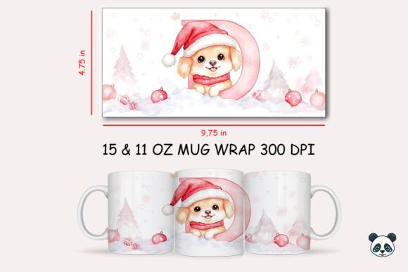 Christmas Baby Letter D Dog Mug Wrap 4 Design