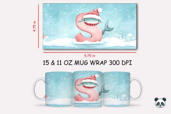 Creating Magical Holiday Mugs with the Christmas Baby Letter S Shark Design