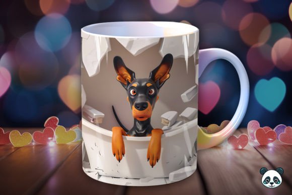 Doberman Pinscher Bathing 3D Mug Wrap