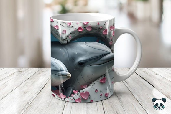 Elevate Your Sublimation Projects with the Mom Baby Dolphins 3D Mug Wrap Design