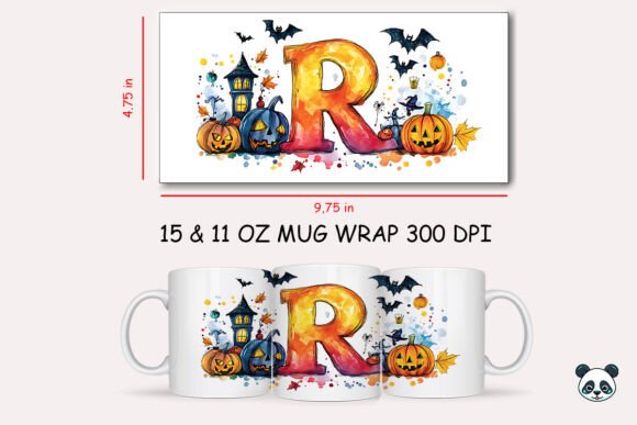 Elevating Seasonal Branding with the Halloween Letter R Mug Wrap Sublimation Design
