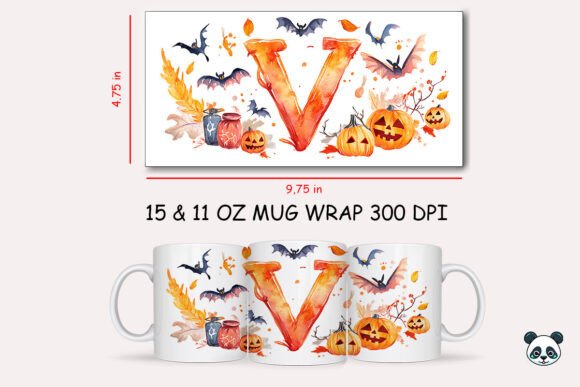 Elevating Seasonal Branding with the Halloween Letter V Mug Wrap Sublimation 2