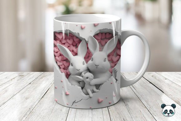 Elevating Sublimation Artistry with the Mom Baby Bunnies 3D Mug Wrap Design