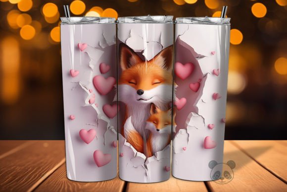 Elevating Sublimation Crafts with the Mom Baby Foxes 3D Tumbler Wrap Design