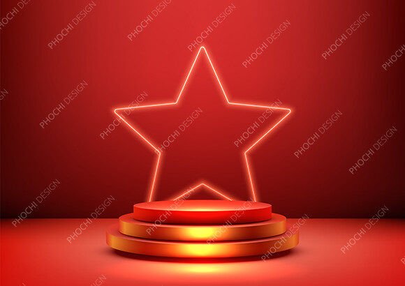 Elevating Your Brand with the Award Podium with Neon Star in Luxury