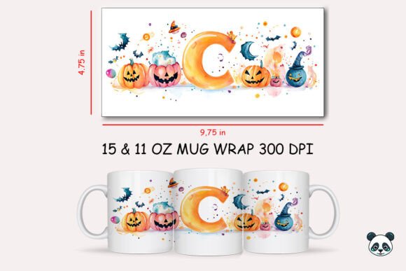 Halloween Letter C Mug Wrap: Sublimation Design 3