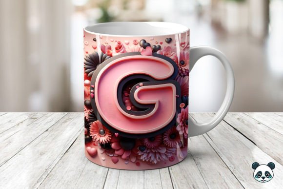 Letter G 3D Valentine Mug Wrap: Elevating Personalized Sublimation Designs