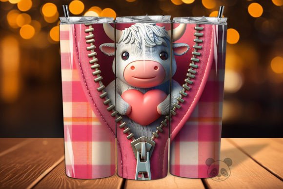 Mastering Sublimation with the Valentine Zipper Highland Cow 3D Tumbler Design
