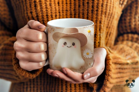 Mastering the Cute Ghost Wearing a Cowboy Hat 3D Mug Wrap for Professional Sublimation Results