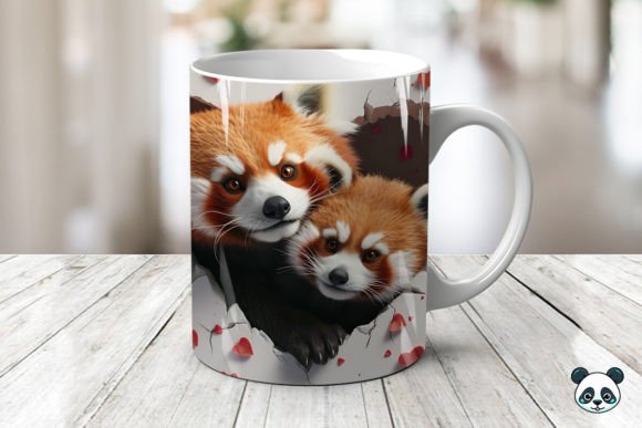 Mom Baby Red Pandas 3D Mug Wrap Design