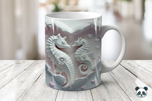 Mom Baby Seahorses 3D Mug Wrap: Elevating Sublimation with Oceanic Charm