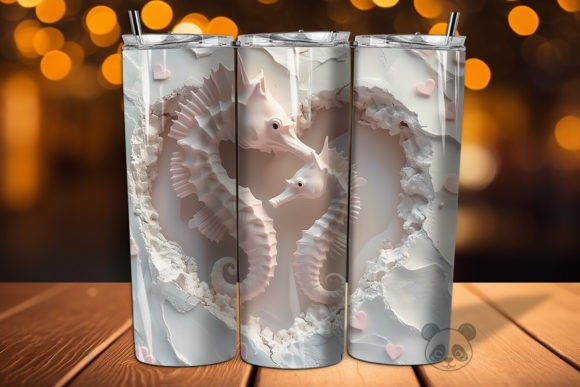 Mom Baby Seahorses 3D Tumbler Wrap Design