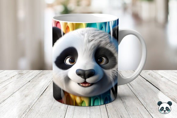 Peek a Boo Panda Colorful 3D Mug Wrap
