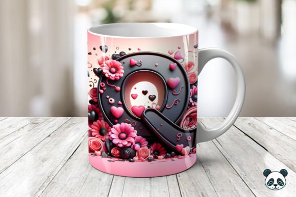 Personalized Romance: Elevating Sublimation with the Letter Q 3D Valentine Mug Wrap