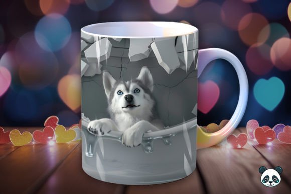 Siberian Husky Bathing 3D Mug Wrap Design