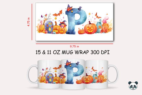 Spooktacular Customization with the Halloween Letter P Mug Wrap Sublimation 3