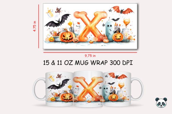 Spooky Style: Halloween Letter X Mug Wrap Sublimation