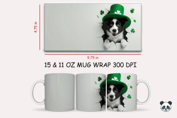 St Patrick Border Collie 3D Mug Wrap