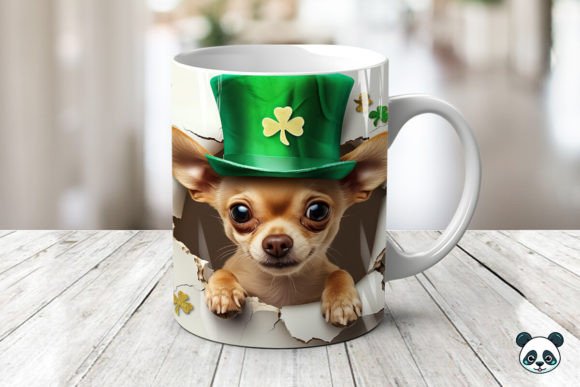 St Patrick Chihuahua 3D Mug Wrap: Elevate Your Sublimation Projects with Festive Charm