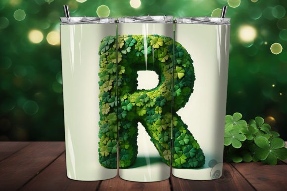 St. Shamrock Letter R 3D Tumbler Wrap