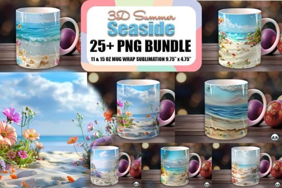 Strategic Branding with the 3D Seaside Mug Wrap Sublimation Bundle