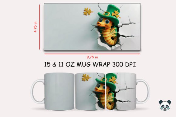 Transform Your Sublimation Projects with the St Patrick Seahorses 3D Mug Wrap
