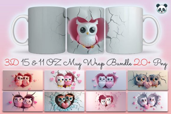 Valentine Owl 3D Mug Wrap Bundle Guide